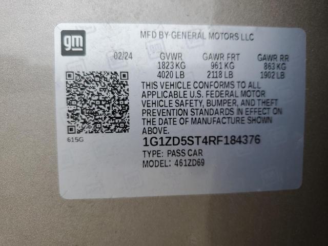 1G1ZD5ST4RF184376 - 2024 CHEVROLET MALIBU LT BEIGE photo 12