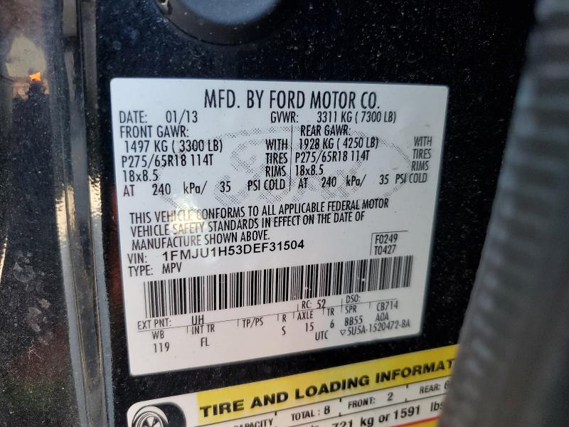 1FMJU1H53DEF31504 - 2013 FORD EXPEDITION XLT 黑色 照片 13