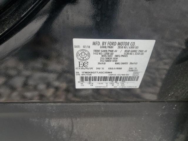 1FM5K8GT7JGC35966 - 2018 FORD EXPLORER SPORT Սև լուսանկար 14