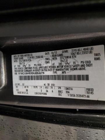 1FMCU9H93DUB64278 - 2013 FORD ESCAPE SEL GRAY photo 13