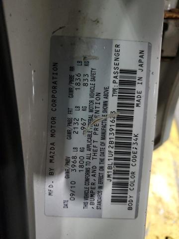 JM1BL1UF2B1391623 - 2011 MAZDA 3 I WHITE photo 12