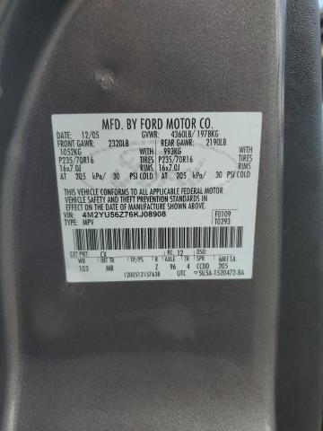 4M2YU56Z76KJ08908 - 2006 MERCURY MARINER Boz foto 13