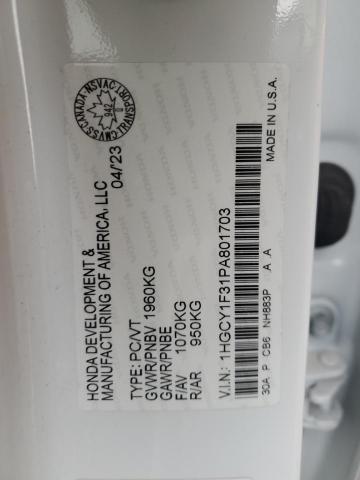 1HGCY1F31PA801703 - 2023 HONDA ACCORD EX 白色 照片 13