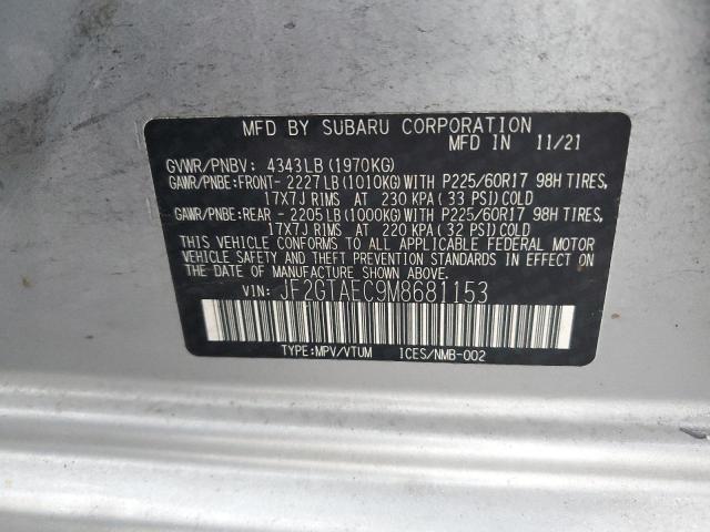 JF2GTAEC9M8681153 - 2021 SUBARU CROSSTREK PREMIUM 银色 照片 13