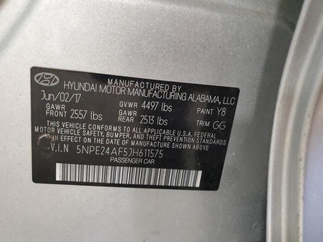 5NPE24AF5JH611575 - 2018 HYUNDAI SONATA SE SILVER photo 12