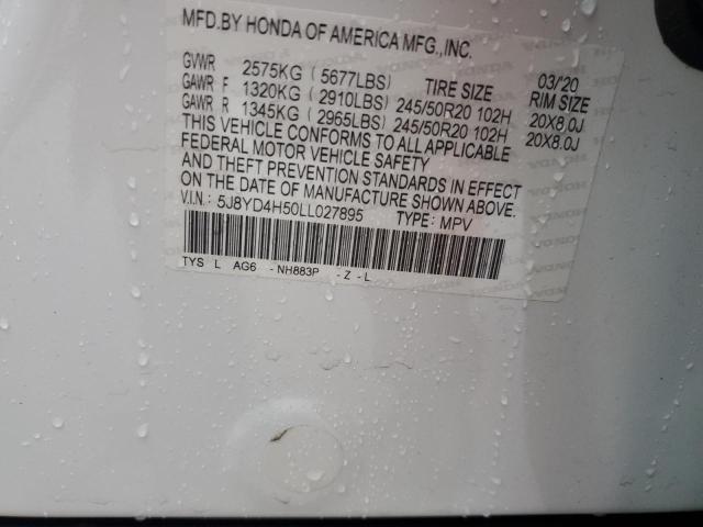 5J8YD4H50LL027895 - 2020 ACURA MDX TECHNOLOGY 白色 照片 13