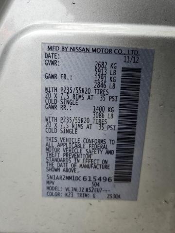 5N1AR2MM1DC615496 - 2013 NISSAN PATHFINDER S SILVER photo 13