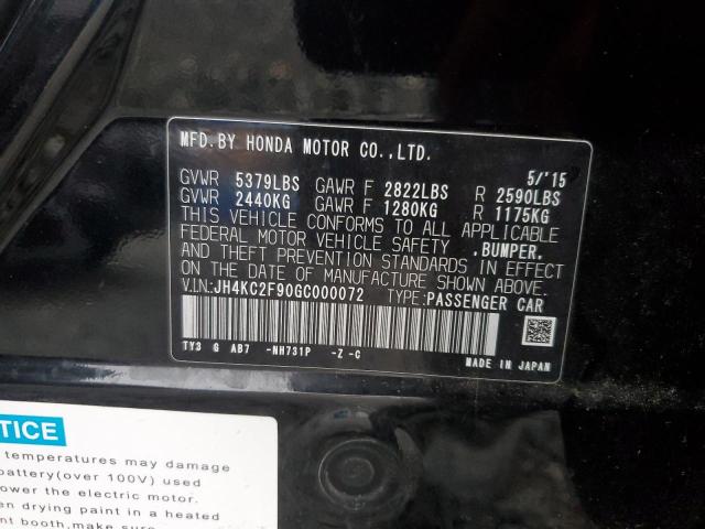 JH4KC2F90GC000072 - 2016 ACURA RLX SPORT HYBRID ADVANCE BLACK photo 12