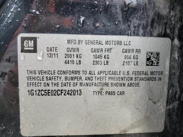 1G1ZC5E02CF242013 - 2012 CHEVROLET MALIBU 1LT შავი ფოტო 12