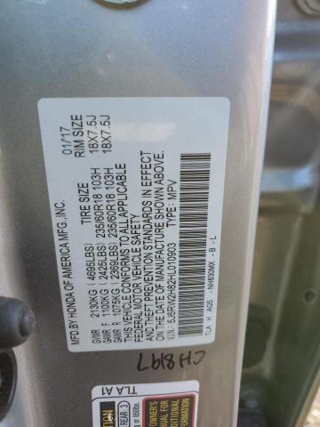 5J6RW2H82HL010903 - 2017 HONDA CR-V EXL SILVER photo 13