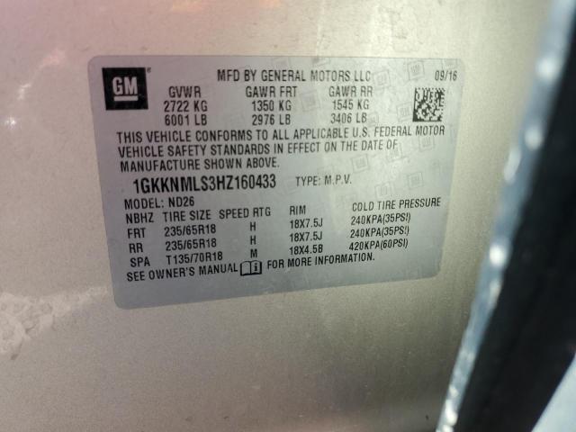 1GKKNMLS3HZ160433 - 2017 GMC ACADIA SLT-1 ოქროსფერი ფოტო 13