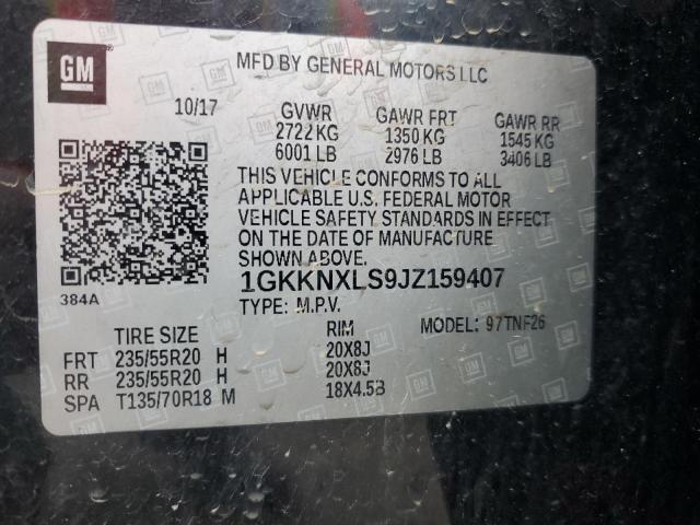 1GKKNXLS9JZ159407 - 2018 GMC ACADIA DENALI أسود صورة 13