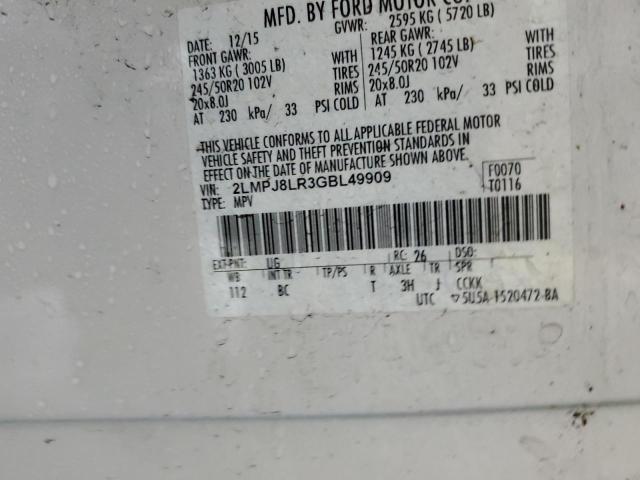 2LMPJ8LR3GBL49909 - 2016 LINCOLN MKX RESERVE 白色 照片 13