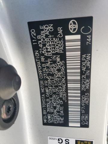 JTDEPMAEXMJ159675 - 2021 TOYOTA COROLLA LE SILVER photo 12