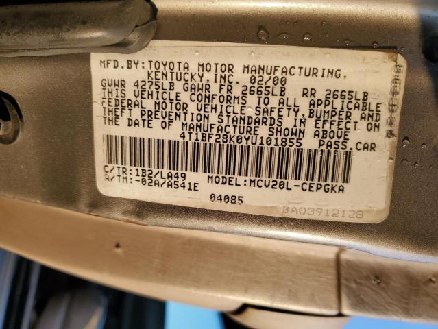 4T1BF28K0YU101855 - 2000 TOYOTA CAMRY LE 银色 照片 12