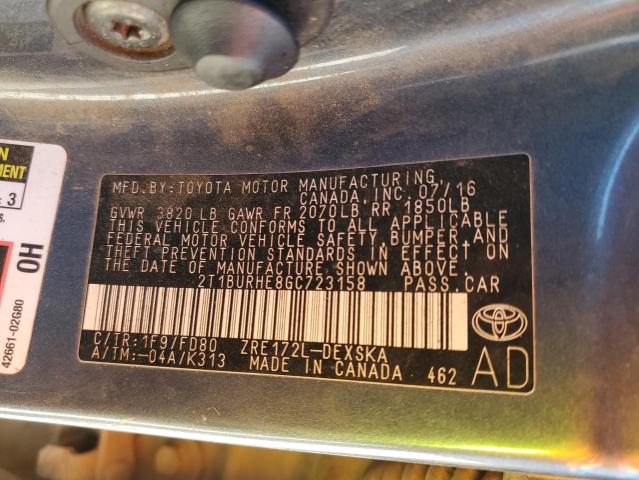 2T1BURHE8GC723158 - 2016 TOYOTA COROLLA L Көк фото 12