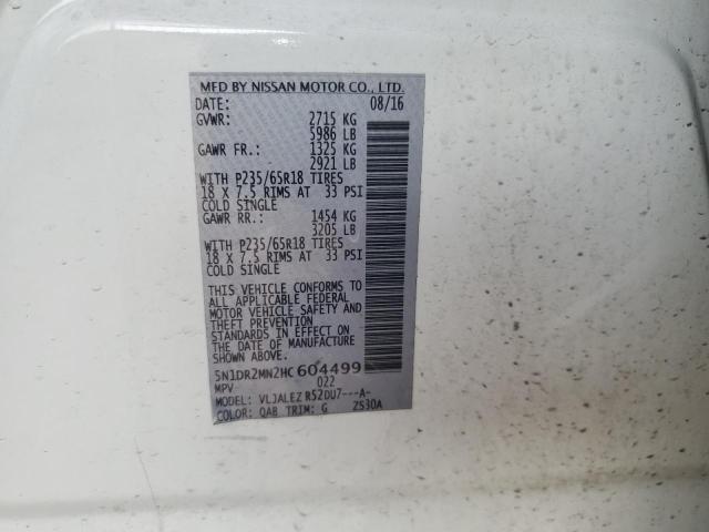 5N1DR2MN2HC604499 - 2017 NISSAN PATHFINDER S თეთრი ფოტო 13