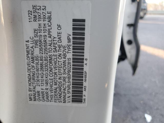 5FNRL6H80PB022815 - 2023 HONDA ODYSSEY TOURING WHITE photo 12