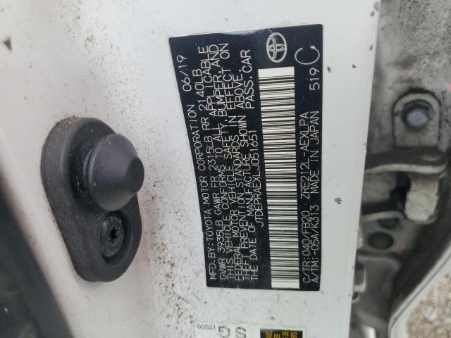 JTDEPRAEXLJ051651 - 2020 TOYOTA COROLLA LE WHITE photo 12
