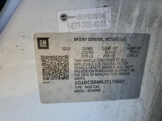 1G1BC5SM6J7175660 - 2018 CHEVROLET CRUZE LS თეთრი ფოტო 13