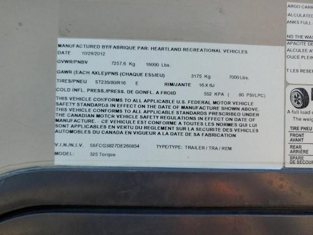 5SFCG3827DE260854 - 2013 HEARTLAND TOY HAULER 棕色 照片 10