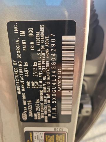 5XXGU4L34GG042907 - 2016 KIA OPTIMA EX CHARCOAL photo 12