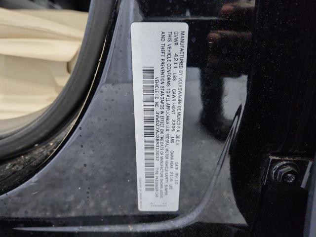 3VWDZ7AJ3BM313032 - 2011 VOLKSWAGEN JETTA SE BLACK photo 12