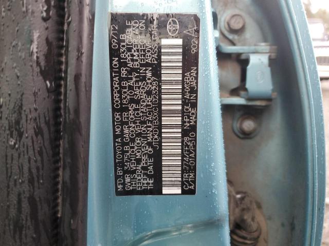 JTDKDTB3XC1023287 - 2012 TOYOTA PRIUS C TURQUOISE photo 13