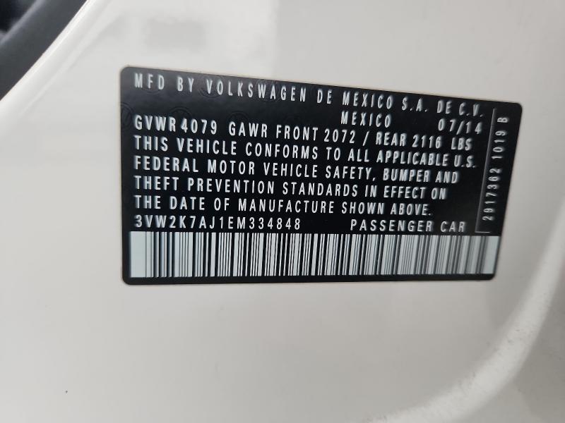 3VW2K7AJ1EM334848 - 2014 VOLKSWAGEN JETTA BASE 白色 照片 12