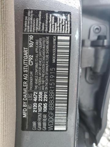 WDDGF8BB3BR151915 - 2011 MERCEDES-BENZ C 300 4MATIC SILVER photo 12