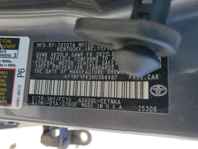 4T1BF1FK2HU366497 - 2017 TOYOTA CAMRY LE GRAY photo 12