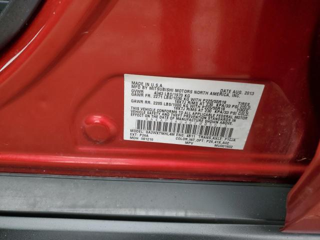 4A4AP3AU4EE005613 - 2014 MITSUBISHI OUTLANDER ES RED photo 13