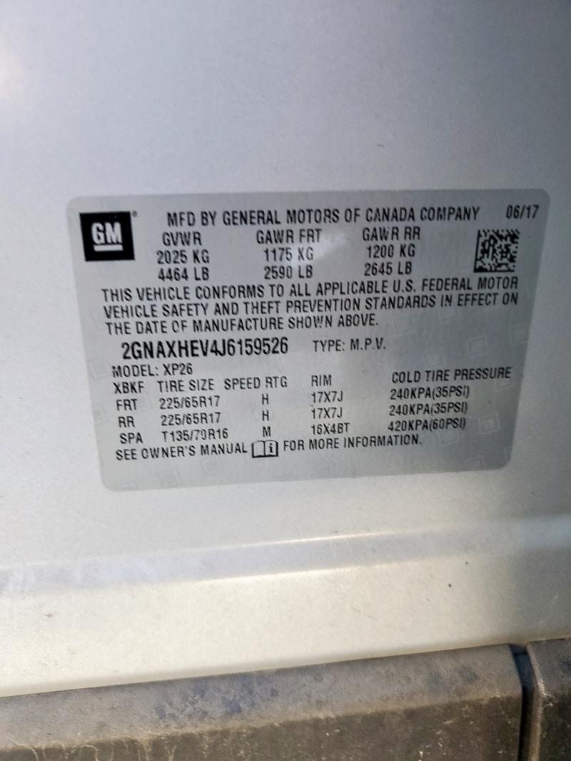 2GNAXHEV4J6159526 - 2018 CHEVROLET EQUINOX LS Күміс фото 13