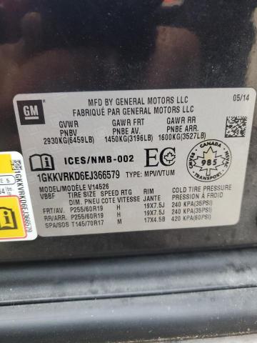 1GKKVRKD6EJ366579 - 2014 GMC ACADIA SLT-1 BLACK photo 14