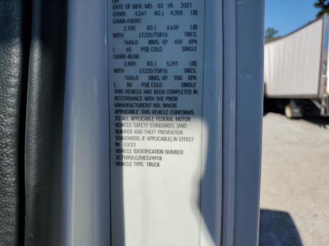 3C7WRVLG2ME524918 - 2021 RAM PROMASTER 3500 STANDARD Белый фото 12