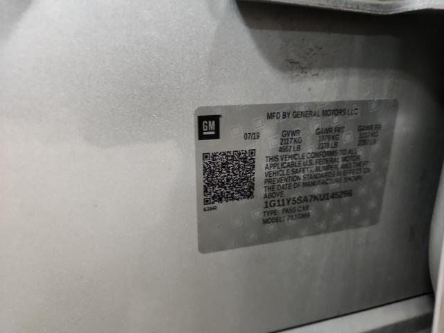 1G11Y5SA7KU145296 - 2019 CHEVROLET IMPALA LS SILVER photo 12