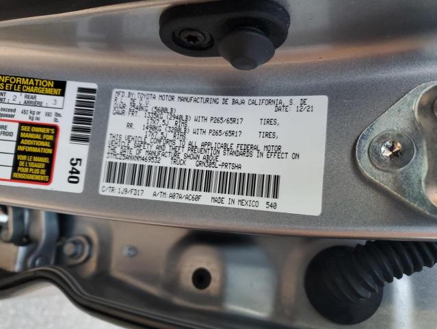 3TMCZ5ANXNM469532 - 2022 TOYOTA TACOMA DOUBLE CAB ნაცრისფერი ფოტო 13