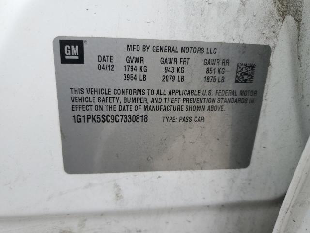 1G1PK5SC9C7330818 - 2012 CHEVROLET CRUZE ECO თეთრი ფოტო 12