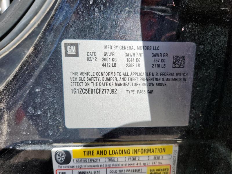 1G1ZC5E01CF277092 - 2012 CHEVROLET MALIBU 1LT შავი ფოტო 13