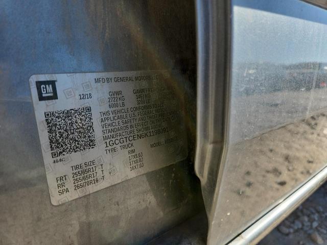 1GCGTCEN6K1198091 - 2019 CHEVROLET COLORADO LT GRAY photo 12