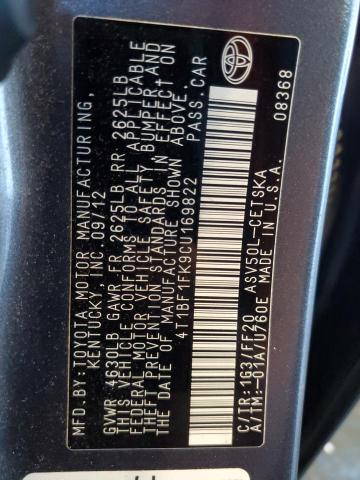 4T1BF1FK9CU169822 - 2012 TOYOTA CAMRY BASE GRAY photo 13