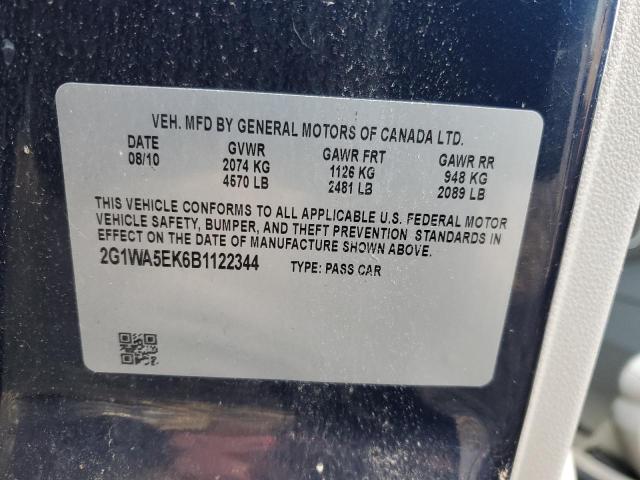 2G1WA5EK6B1122344 - 2011 CHEVROLET IMPALA LS أزرق صورة 12