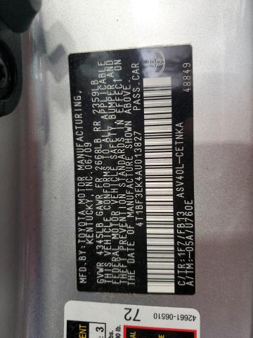 4T1BF3EK4AU013827 - 2010 TOYOTA CAMRY BASE 银色 照片 12