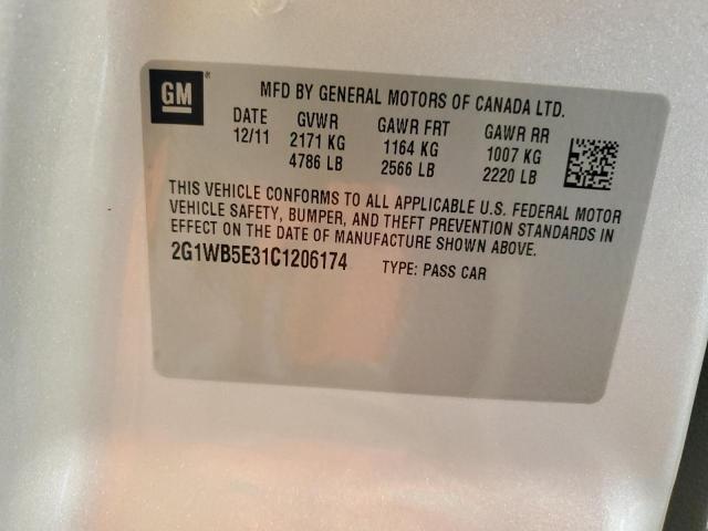 2G1WB5E31C1206174 - 2012 CHEVROLET IMPALA LT 银色 照片 12