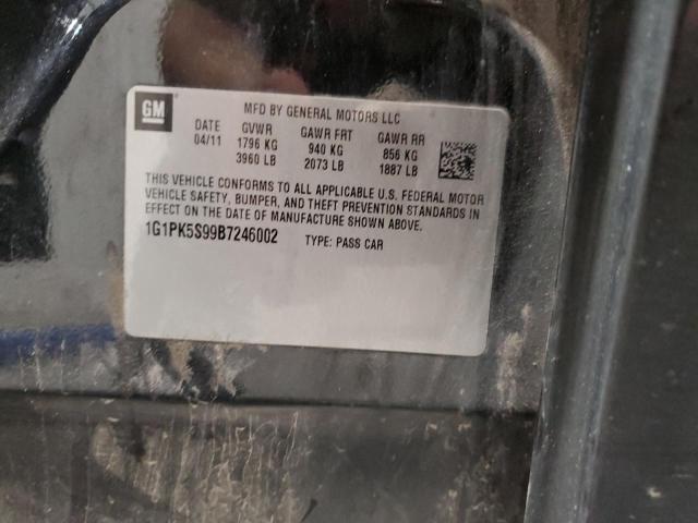 1G1PK5S99B7246002 - 2011 CHEVROLET CRUZE ECO Սև լուսանկար 13