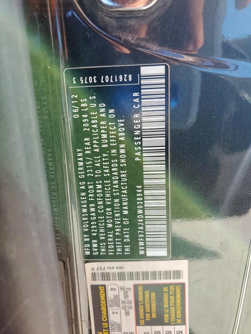 WVWFV7AJ4DW038944 - 2013 VOLKSWAGEN GTI 黑色 照片 12