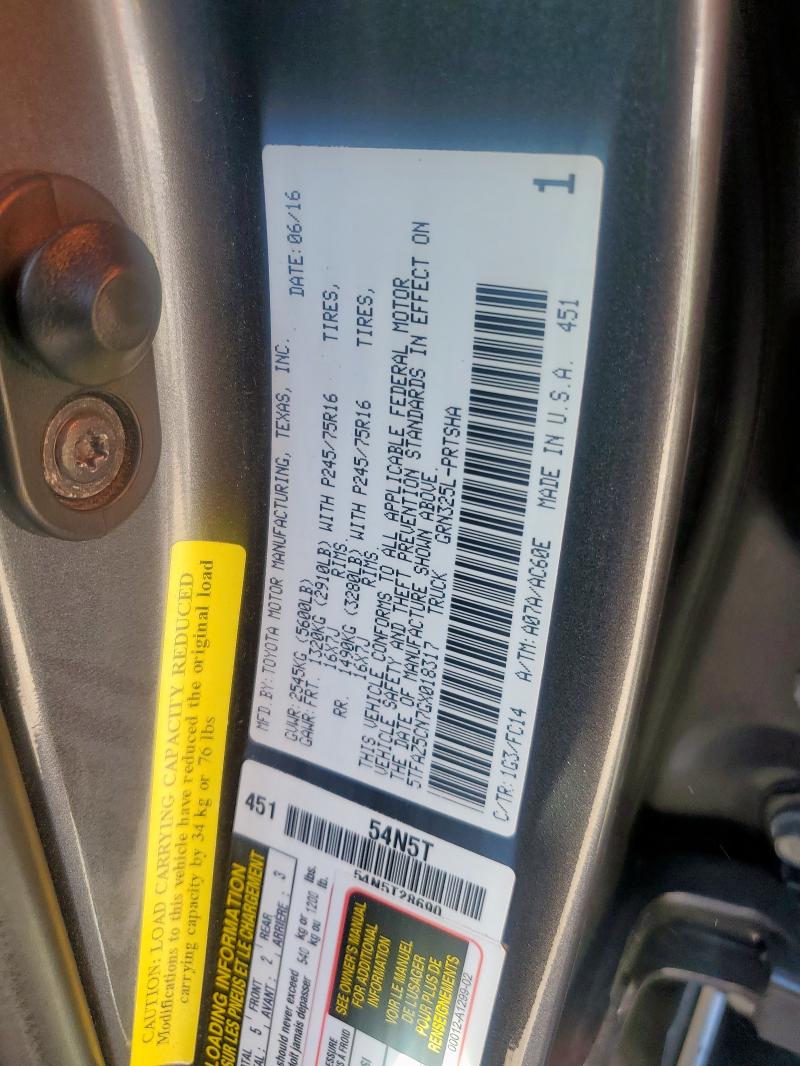 5TFAZ5CN7GX018317 - 2016 TOYOTA TACOMA DOUBLE CAB 银色 照片 13