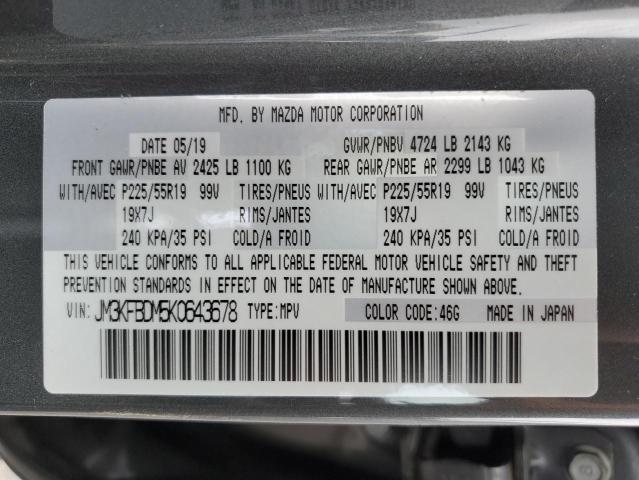 JM3KFBDM5K0643678 - 2019 MAZDA CX-5 GRAND TOURING GRAY photo 14