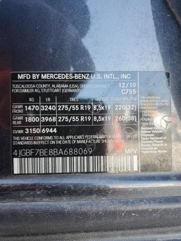 4JGBF7BE8BA688069 - 2011 MERCEDES-BENZ GL 450 4MATIC CHARCOAL photo 13