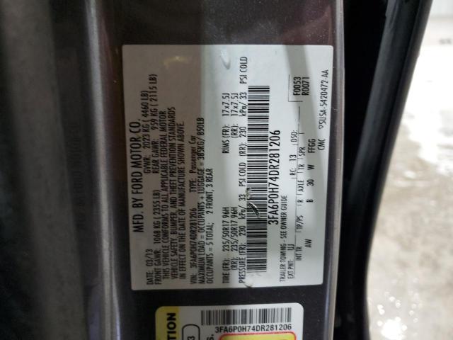 3FA6P0H74DR281206 - 2013 FORD FUSION SE SILVER photo 12